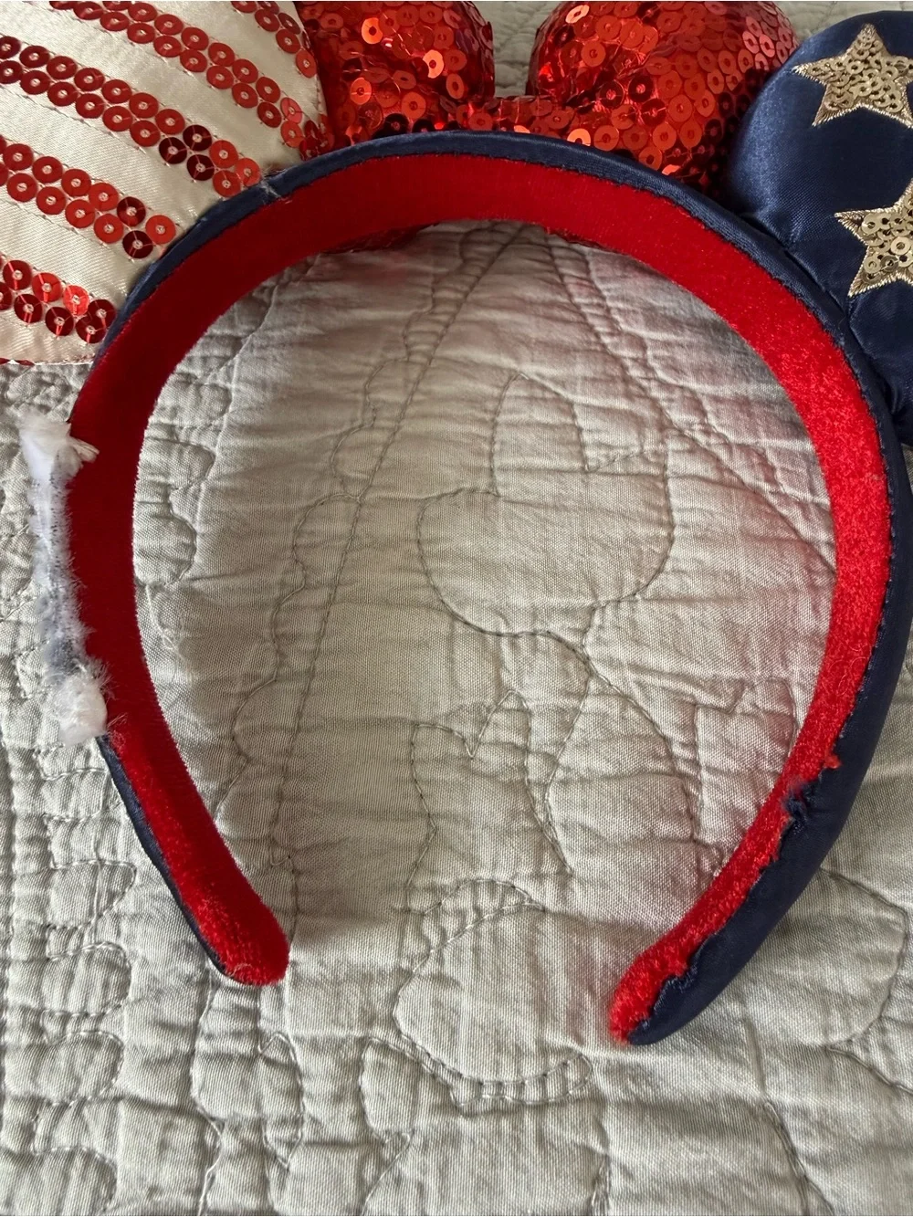 Disney Park Red white Blue Sequin Patriotic MM Ears Headband - Picture 4 of 4